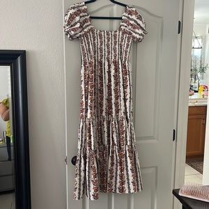 White dress with boho print